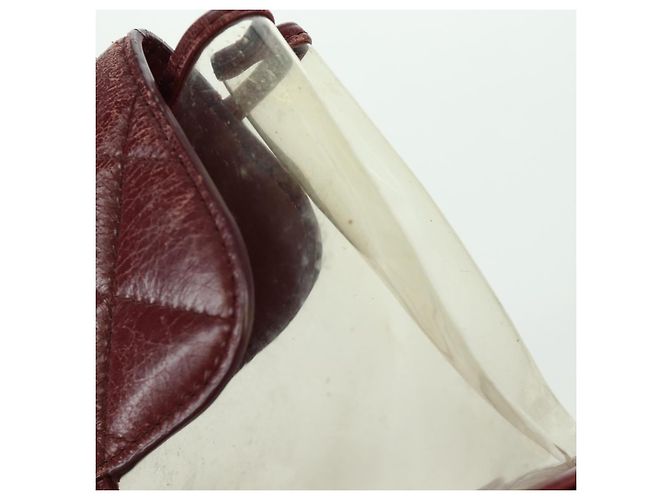 CHANEL Matelasse Chain Backpack Leather Bordeaux Silver CC Auth 172627A Silvery Dark red - view 28