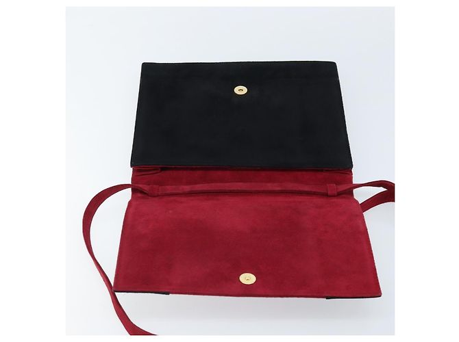 SAINT LAURENT Borsa a Spalla Camoscio Bordeaux Oro Auth 172534 D'oro Bordò - vista 14