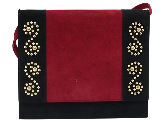SAINT LAURENT Borsa a Spalla Camoscio Bordeaux Oro Auth 172534 D'oro Bordò - vista 2