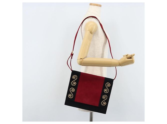 SAINT LAURENT Borsa a Spalla Camoscio Bordeaux Oro Auth 172534 D'oro Bordò - vista 21