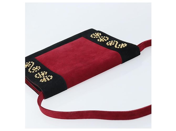 SAINT LAURENT Borsa a Spalla Camoscio Bordeaux Oro Auth 172534 D'oro Bordò - vista 6