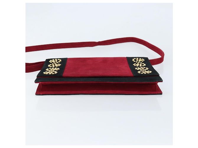 SAINT LAURENT Borsa a Spalla Camoscio Bordeaux Oro Auth 172534 D'oro Bordò - vista 9