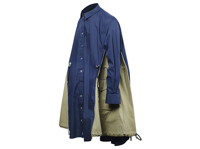 Camicia-Cappotto Ibrido Docking Sacai Blu - vista 2