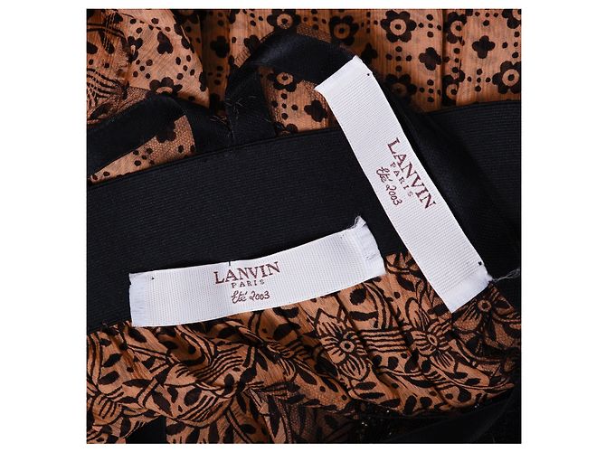 Vestido de seda estampada sem alças com detalhe em joia Lanvin - vista 13