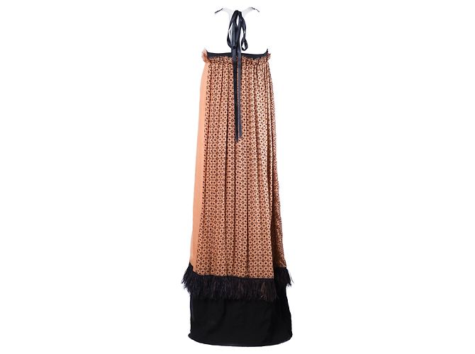 Vestido de seda estampada sem alças com detalhe em joia Lanvin - vista 4