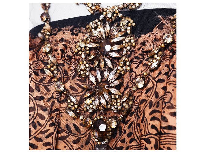 Vestido de seda estampada sem alças com detalhe em joia Lanvin - vista 5