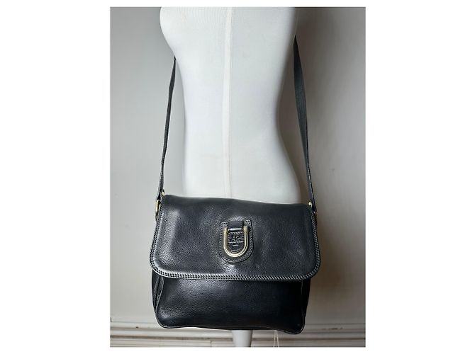 Vintage Courreges Schultertasche aus Leder schwarz - Ansicht 12