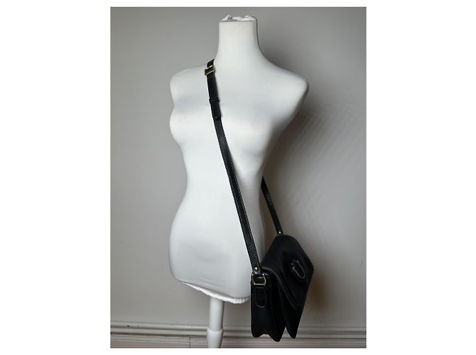 Vintage Courreges Schultertasche aus Leder schwarz - Ansicht 4