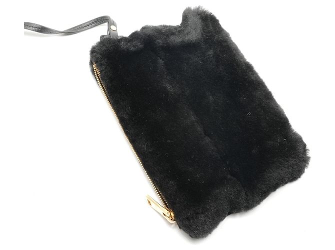 Borsa 2 in 1 in shearling e pelliccia di pecora con logo Prada Nero - vista 17