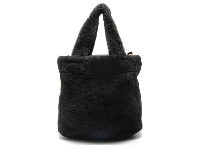 Borsa 2 in 1 in shearling e pelliccia di pecora con logo Prada Nero - vista 4