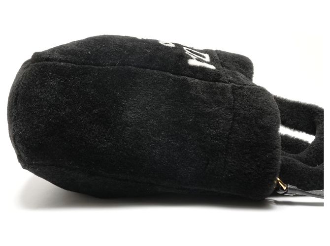 Borsa 2 in 1 in shearling e pelliccia di pecora con logo Prada Nero - vista 6