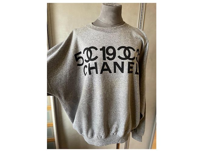 Suéter cinza Chanel em algodão e acrílico - vista 2