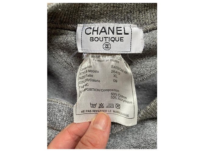 Suéter cinza Chanel em algodão e acrílico - vista 5