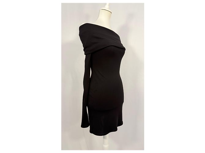 Autre Marque Schwarzes enges Mini-Kleid mit Off-Shoulder-Ausschnitt - Ansicht 2