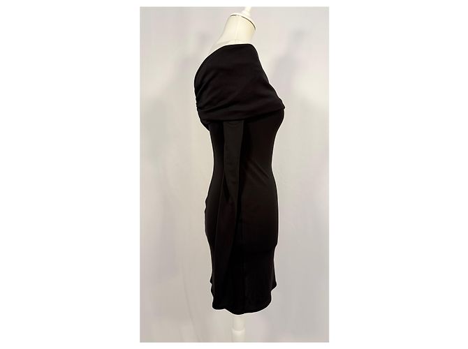 Autre Marque Schwarzes enges Mini-Kleid mit Off-Shoulder-Ausschnitt - Ansicht 3