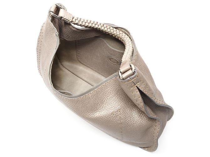 Borsa a Spalla Fendi Selleria Hobo Argento - vista 10