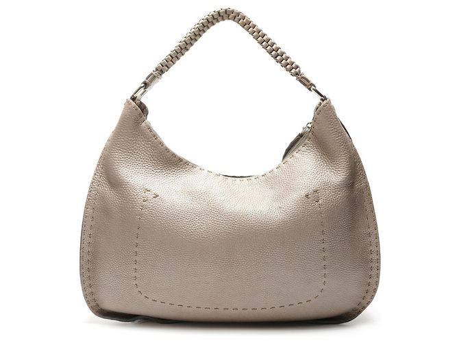 Borsa a Spalla Fendi Selleria Hobo Argento - vista 2