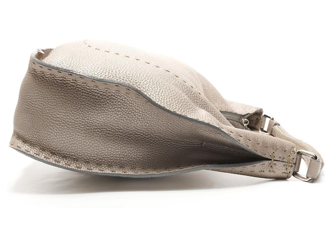 Borsa a Spalla Fendi Selleria Hobo Argento - vista 4