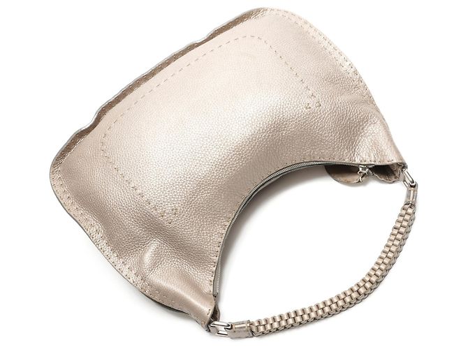 Borsa a Spalla Fendi Selleria Hobo Argento - vista 8