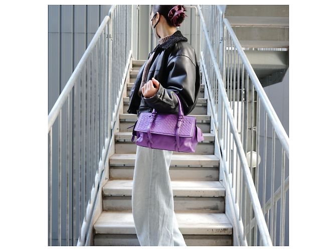 Borsa Bottega Veneta Intrecciato Monaco Porpora - vista 16