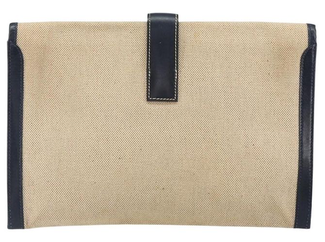 Clutch Jige Elan in tela Hermès Beige - vista 3