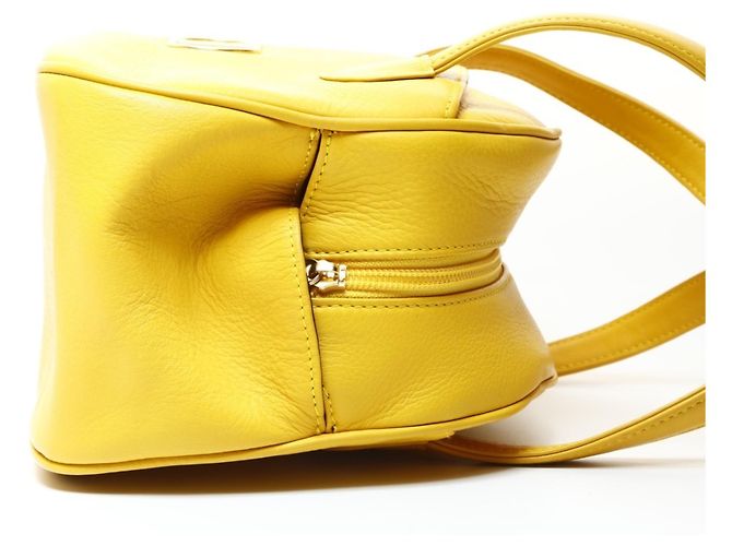 Borsa da bowling in pelle gialla Christian Dior Giallo - vista 4
