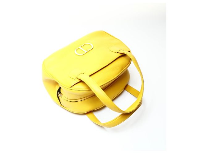 Borsa da bowling in pelle gialla Christian Dior Giallo - vista 9