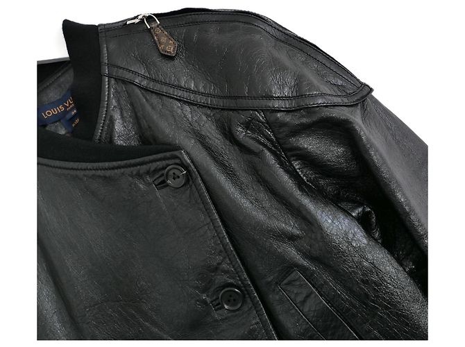 Giacca bomber in pelle foderata Monogram Louis Vuitton Nero - vista 3