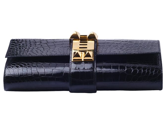 Clutch Medor 23 in alligatore lucido del Mississippi Hermès 2017 Nero - vista 10
