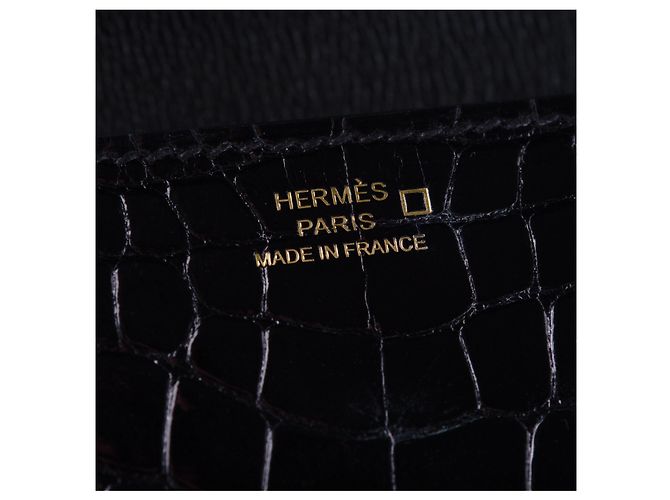 Clutch Medor 23 in alligatore lucido del Mississippi Hermès 2017 Nero - vista 5