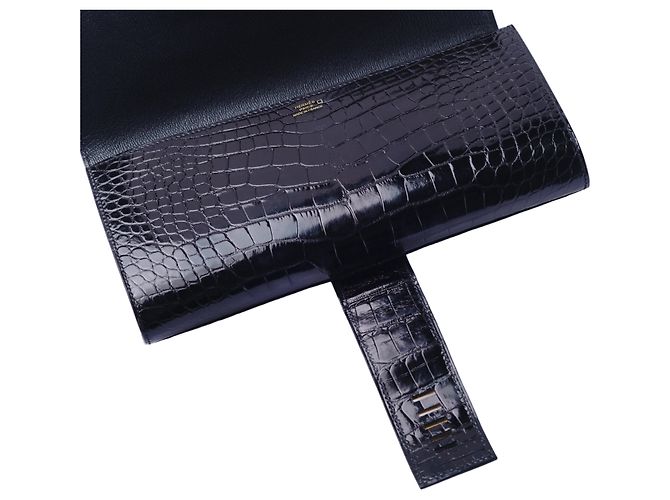 Clutch Medor 23 in alligatore lucido del Mississippi Hermès 2017 Nero - vista 6