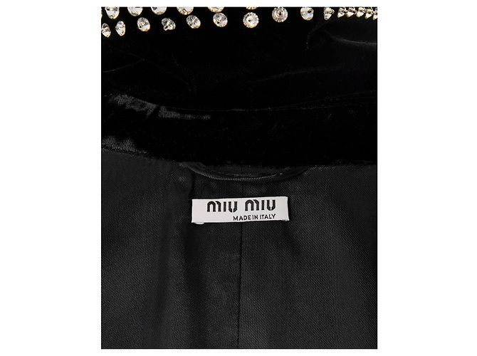 Abrigo Negro Miu Miu de Terciopelo - vista 10