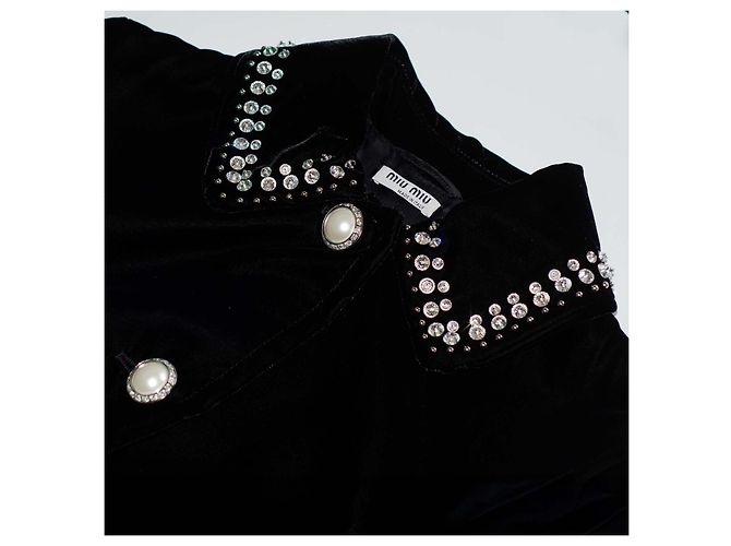Abrigo Negro Miu Miu de Terciopelo - vista 3
