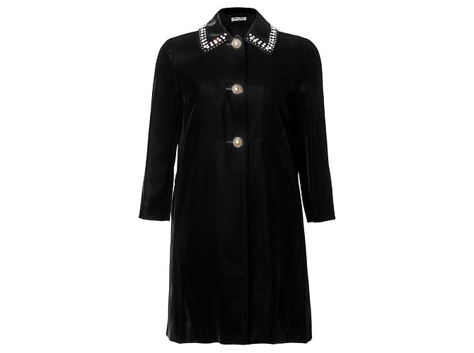 Abrigo Negro Miu Miu de Terciopelo - vista 5