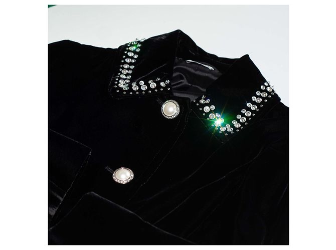 Abrigo Negro Miu Miu de Terciopelo - vista 9