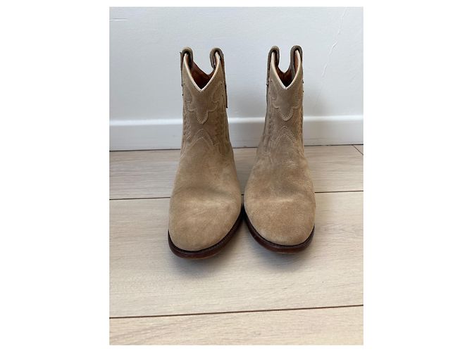 Stivaletti Santiag Early Midnight Camel in suede Shiloh Heritage - vista 11