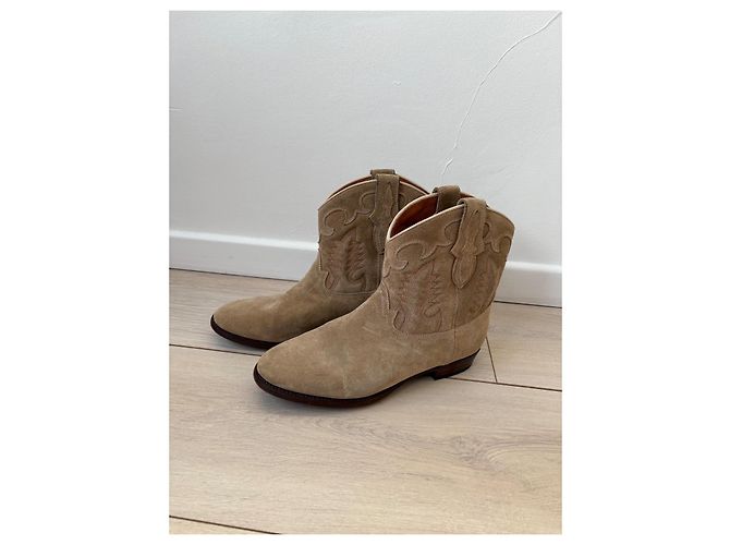 Stivaletti Santiag Early Midnight Camel in suede Shiloh Heritage - vista 2