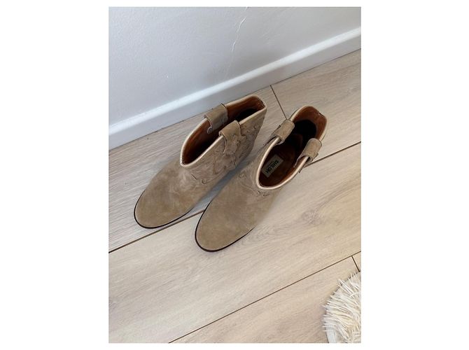 Stivaletti Santiag Early Midnight Camel in suede Shiloh Heritage - vista 3