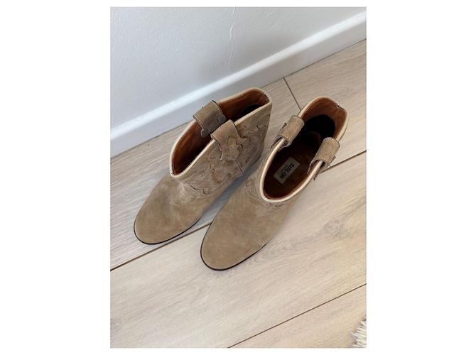 Stivaletti Santiag Early Midnight Camel in suede Shiloh Heritage - vista 6