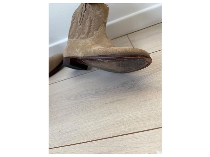 Stivaletti Santiag Early Midnight Camel in suede Shiloh Heritage - vista 7