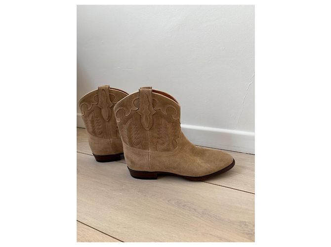 Stivaletti Santiag Early Midnight Camel in suede Shiloh Heritage - vista 8