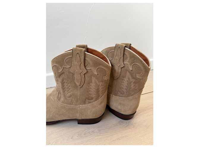 Stivaletti Santiag Early Midnight Camel in suede Shiloh Heritage - vista 9