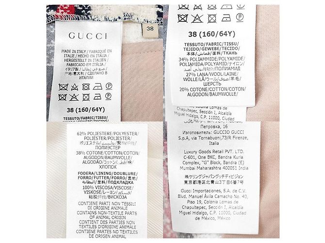 Conjunto 2 en 1 de mezcla de lana con estampado de cuadros Gucci Roja Multicolor Blanco roto Azul marino - vista 10