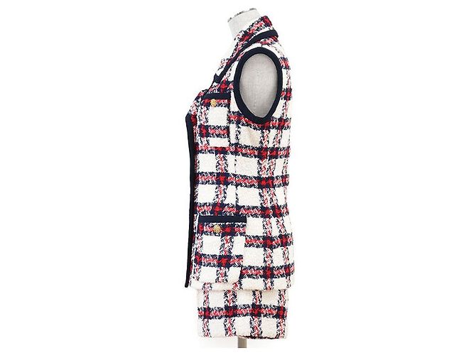 Conjunto 2 en 1 de mezcla de lana con estampado de cuadros Gucci Roja Multicolor Blanco roto Azul marino - vista 12