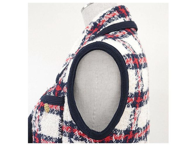 Conjunto 2 en 1 de mezcla de lana con estampado de cuadros Gucci Roja Multicolor Blanco roto Azul marino - vista 13