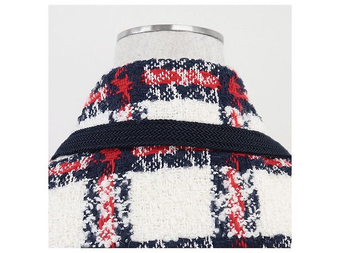 Conjunto 2 en 1 de mezcla de lana con estampado de cuadros Gucci Roja Multicolor Blanco roto Azul marino - vista 14