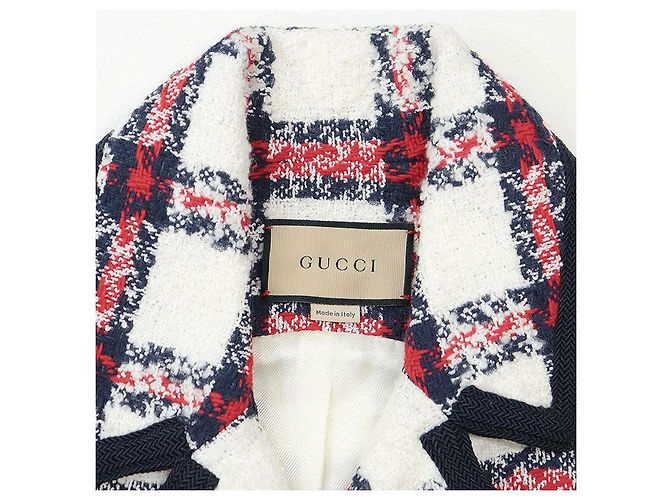 Conjunto 2 en 1 de mezcla de lana con estampado de cuadros Gucci Roja Multicolor Blanco roto Azul marino - vista 15