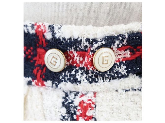 Conjunto 2 en 1 de mezcla de lana con estampado de cuadros Gucci Roja Multicolor Blanco roto Azul marino - vista 17