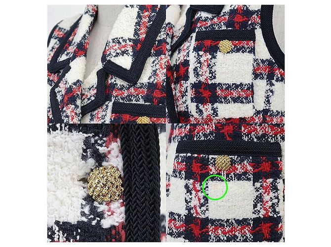 Conjunto 2 en 1 de mezcla de lana con estampado de cuadros Gucci Roja Multicolor Blanco roto Azul marino - vista 2