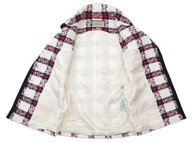 Conjunto 2 en 1 de mezcla de lana con estampado de cuadros Gucci Roja Multicolor Blanco roto Azul marino - vista 3